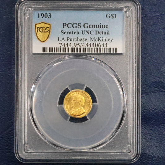 1903 G1$ McKinley LA Purchase Commem Gold 1$ - PCGS Genuine Scratch Unc
