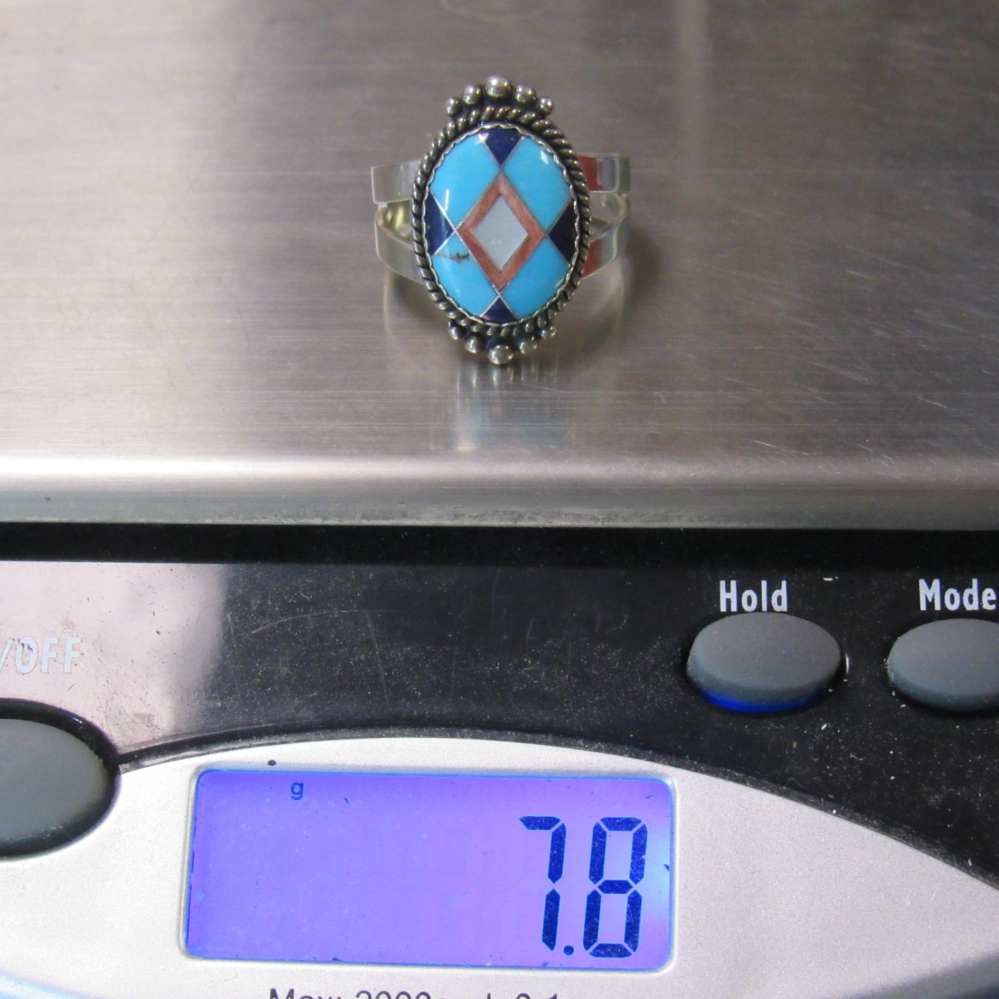 Carolyn Pollack Relios Turquoise Multi Stone Inlay Sterling Silver Ring - Sz 9.5