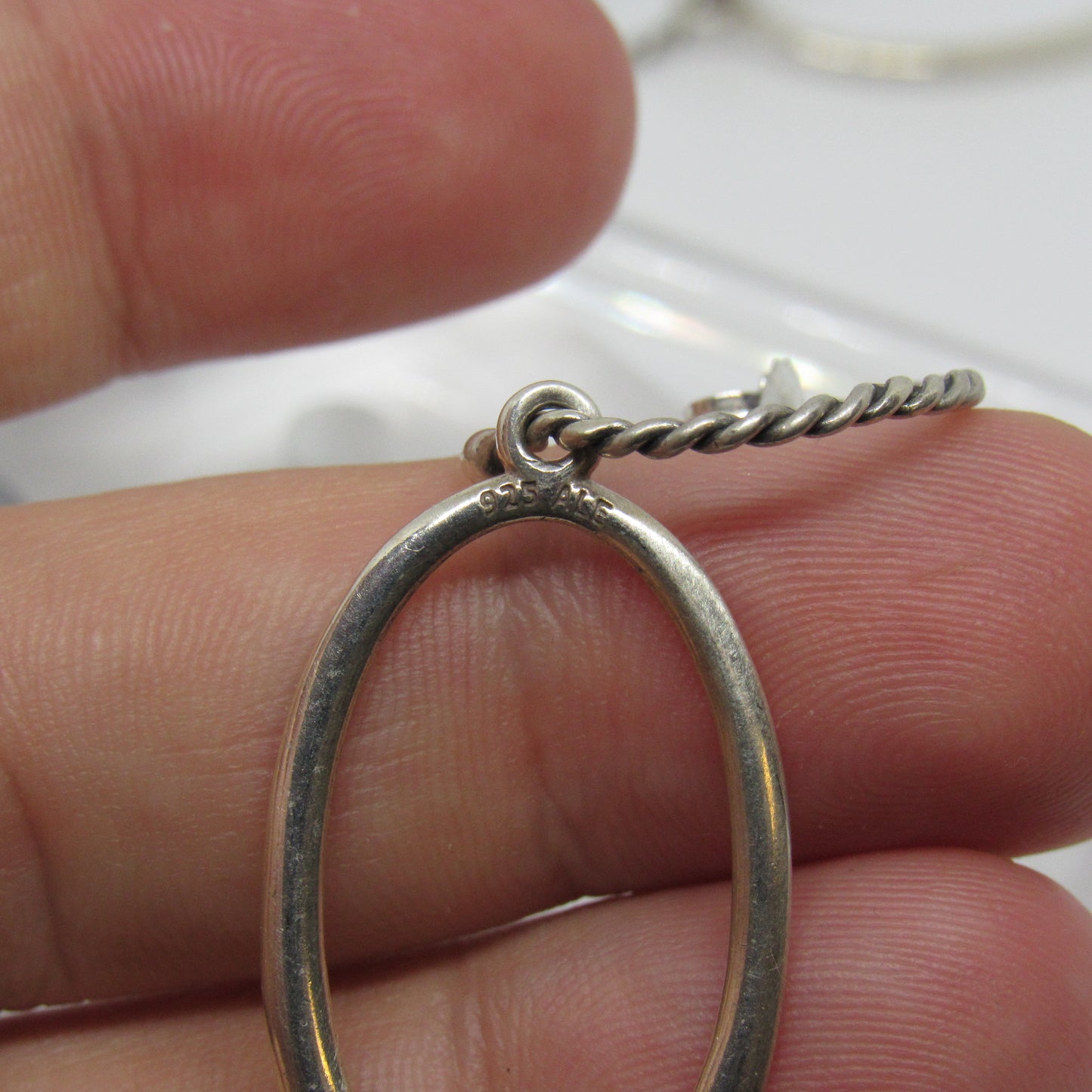 Pandora Sterling Silver Hoop Earrings w/ Dangle Drop Large Oval