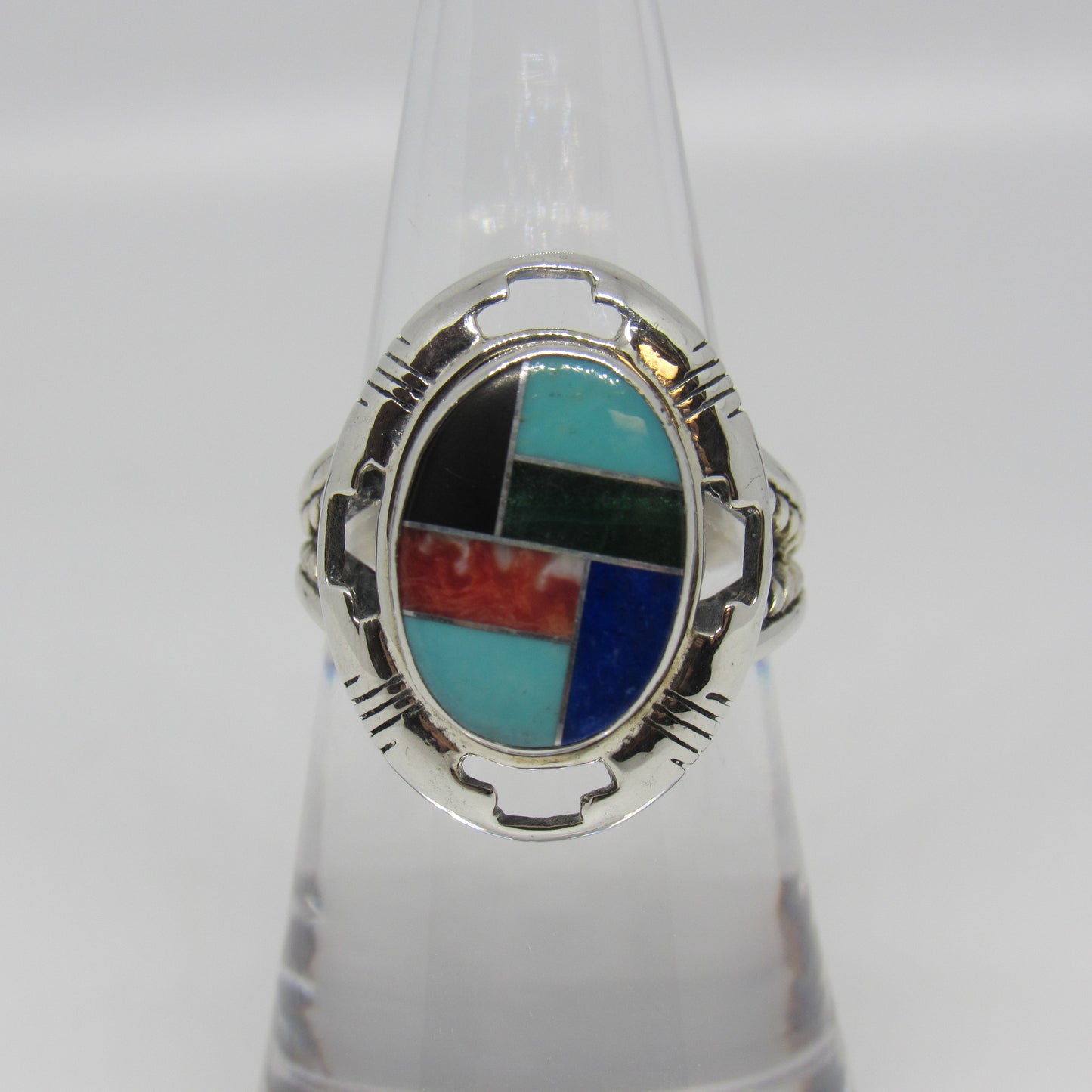 Carolyn Pollack Relios Turquoise Multi Stone Inlay Sterling Silver Ring - Sz 6