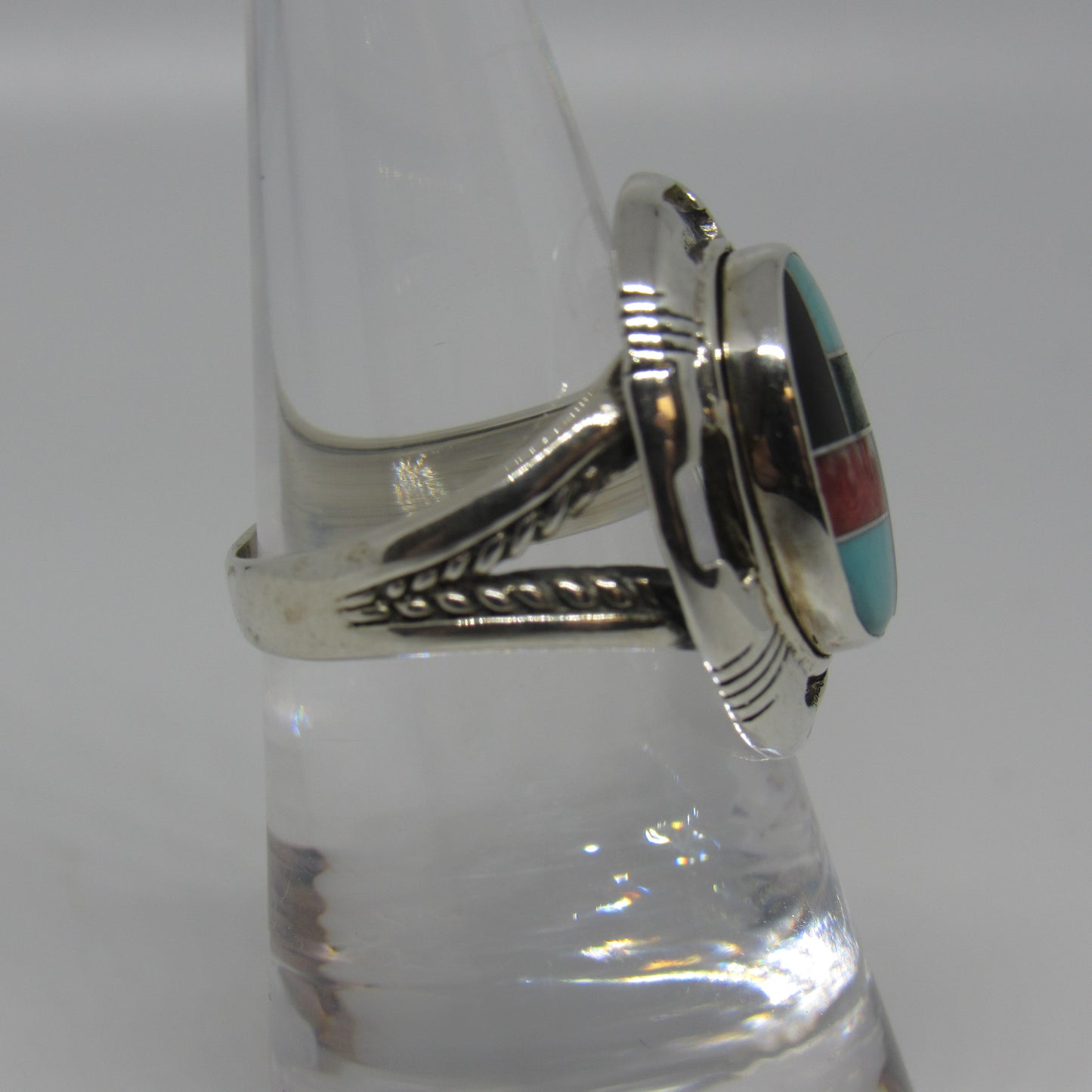 Carolyn Pollack Relios Turquoise Multi Stone Inlay Sterling Silver Ring - Sz 6