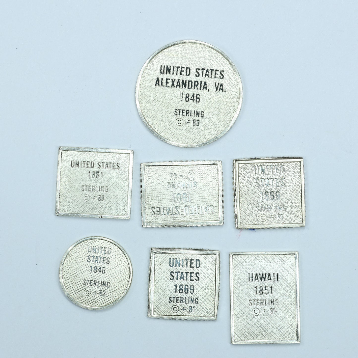 Franklin Mint Sterling Silver Miniature World Stamps - United States Hawaii