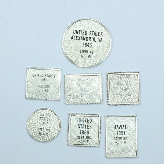 Franklin Mint Sterling Silver Miniature World Stamps - United States Hawaii