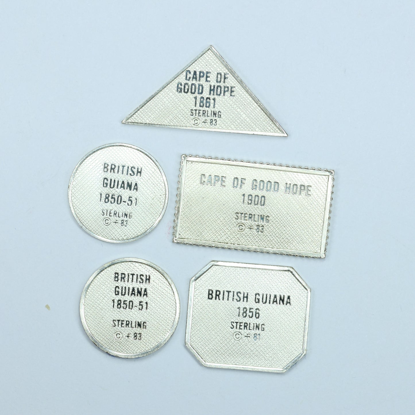 Franklin Mint Sterling Silver Miniature World Stamps - Cape of Good Hope British Guiana