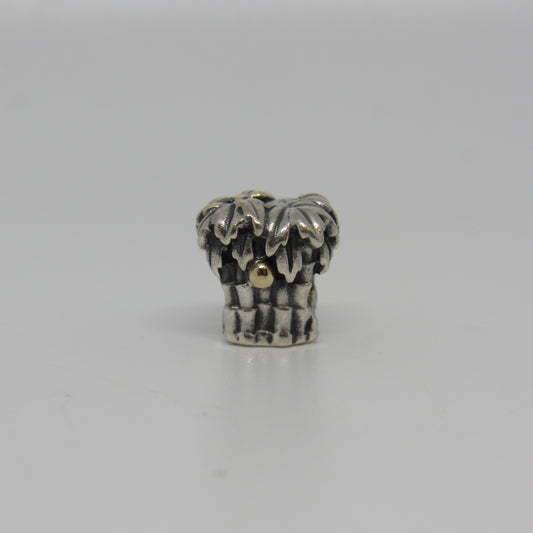 Pandora Two-Tone 14k Palm Tree Coconuts Charm Bead Retired - #790521
