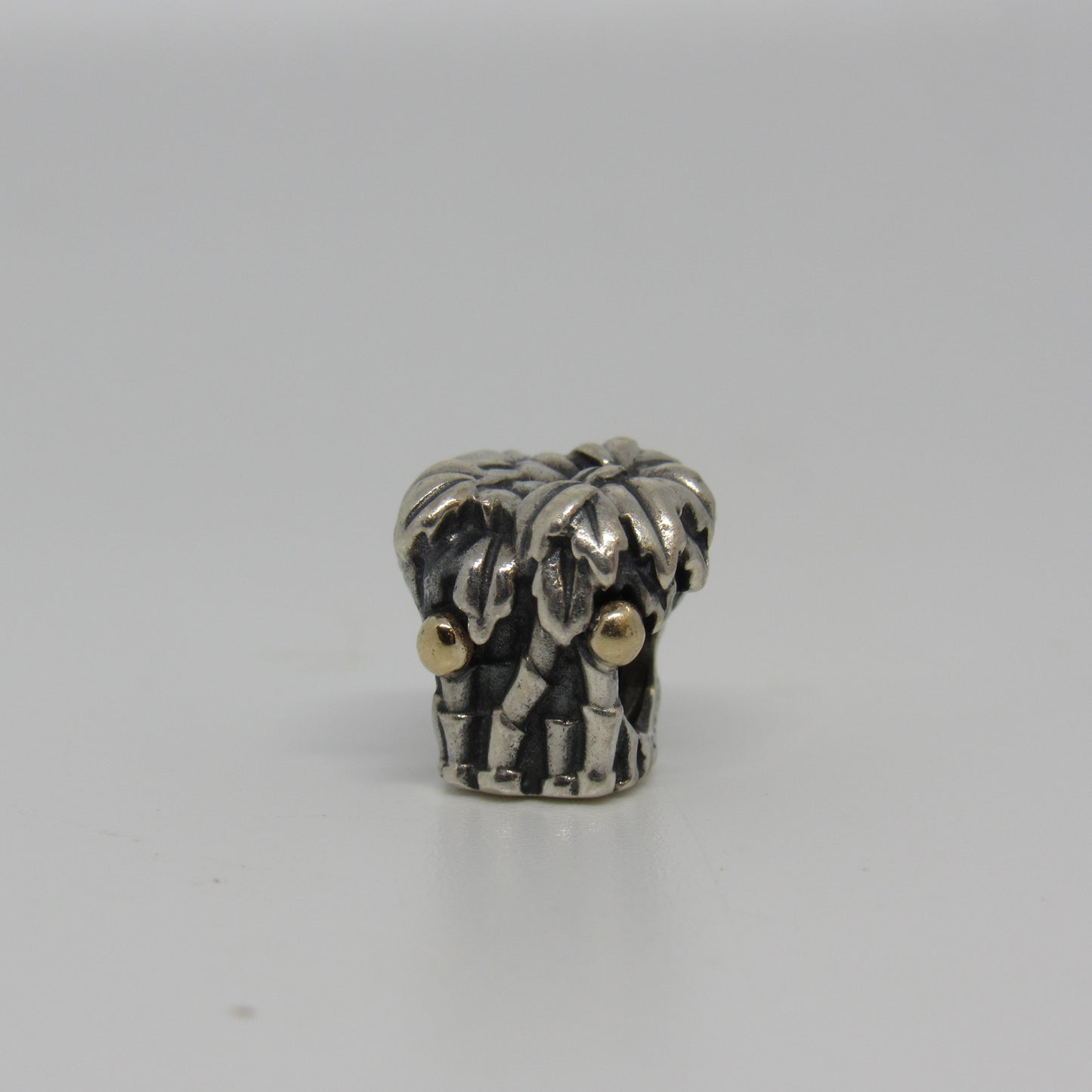 Pandora Two-Tone 14k Palm Tree Coconuts Charm Bead Retired - #790521