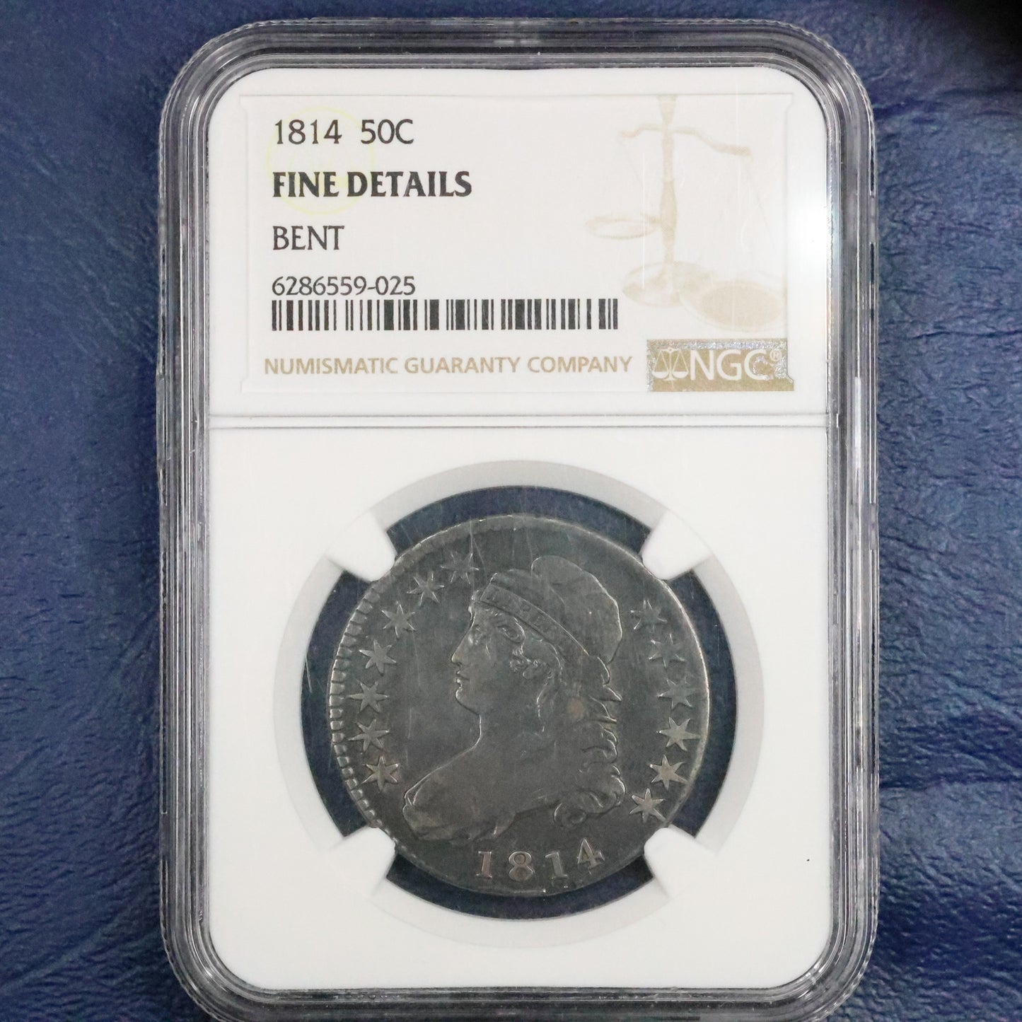 1814 Capped Bust Silver Half Dollar 50c - NGC Fine Details