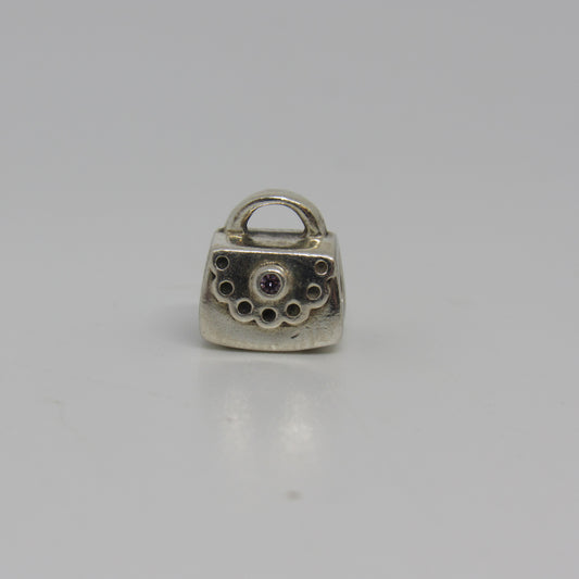 Pandora Sterling Silver Handbag Purse Charm Pink CZ - #790309PCZ