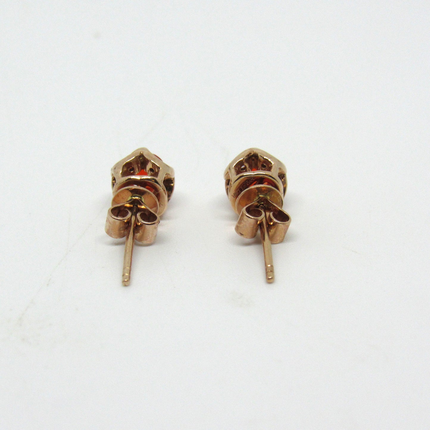 LeVian 14K Rose Gold Fire Opal & Diamond Stud Earrings