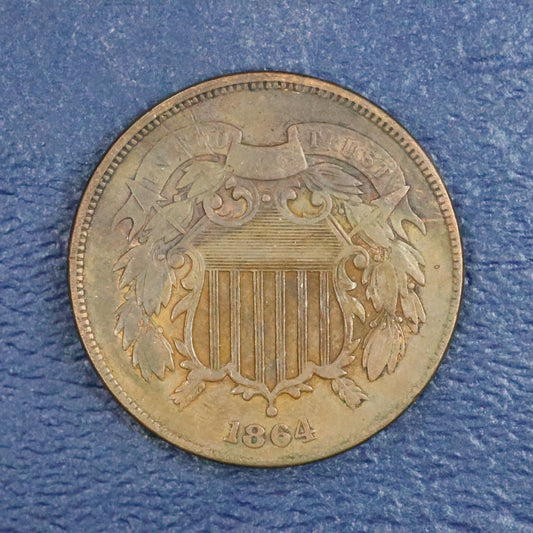 1864 2c Two Cent Piece Large Motto United States US Old Coin