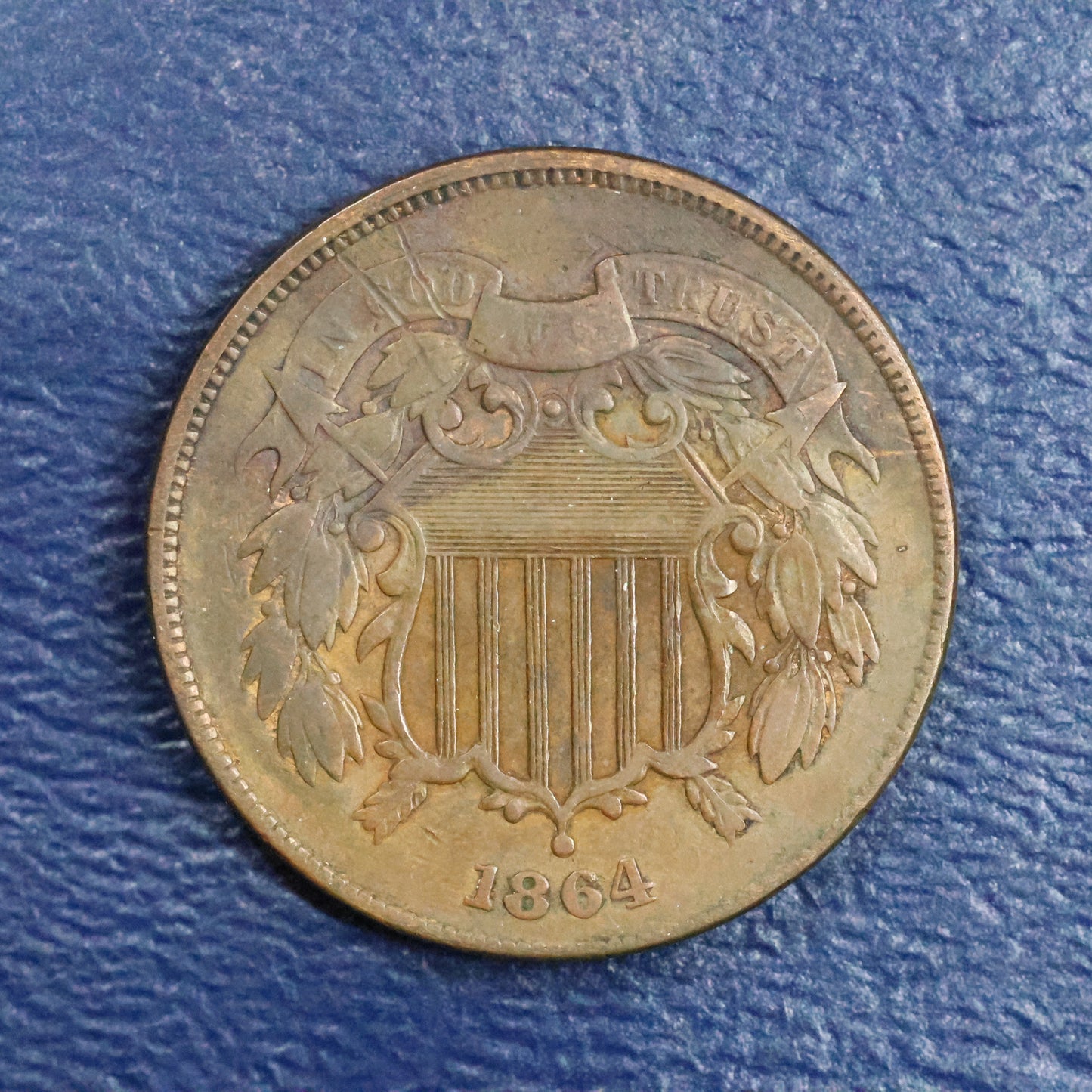 1864 2c Two Cent Piece Large Motto United States US Old Coin