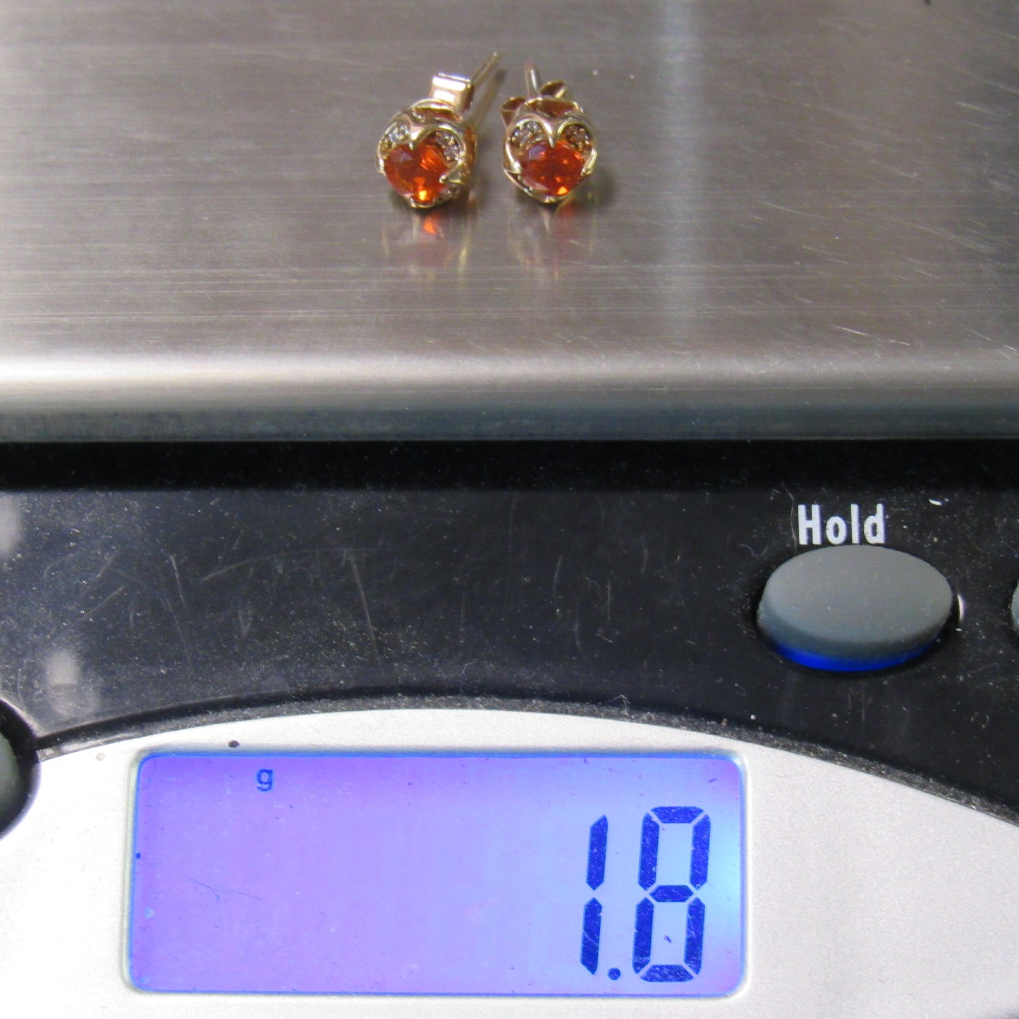 LeVian 14K Rose Gold Fire Opal & Diamond Stud Earrings