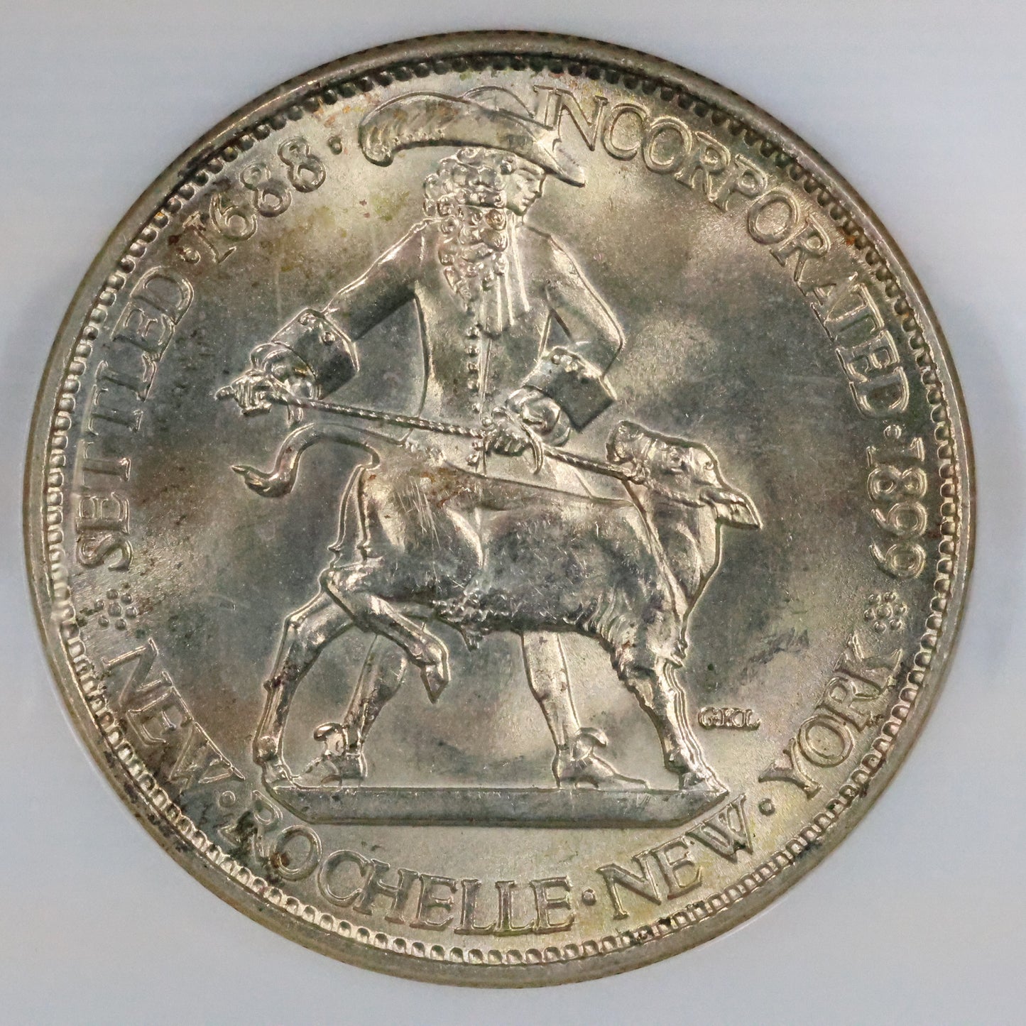 1938 New Rochelle NY 250th Anniversary Half Dollar 50c Commemorative - NGC MS 64