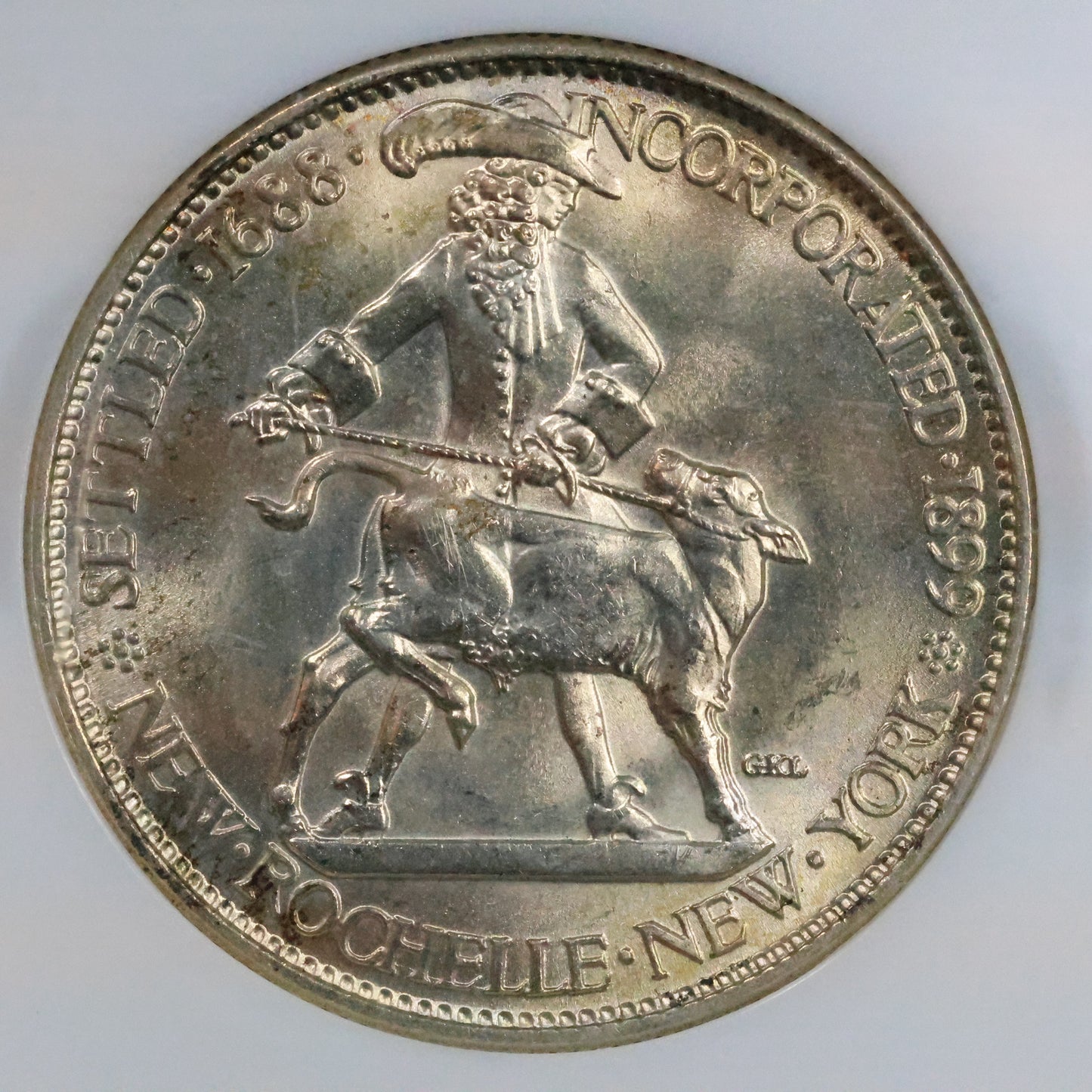 1938 New Rochelle NY 250th Anniversary Half Dollar 50c Commemorative - NGC MS 64