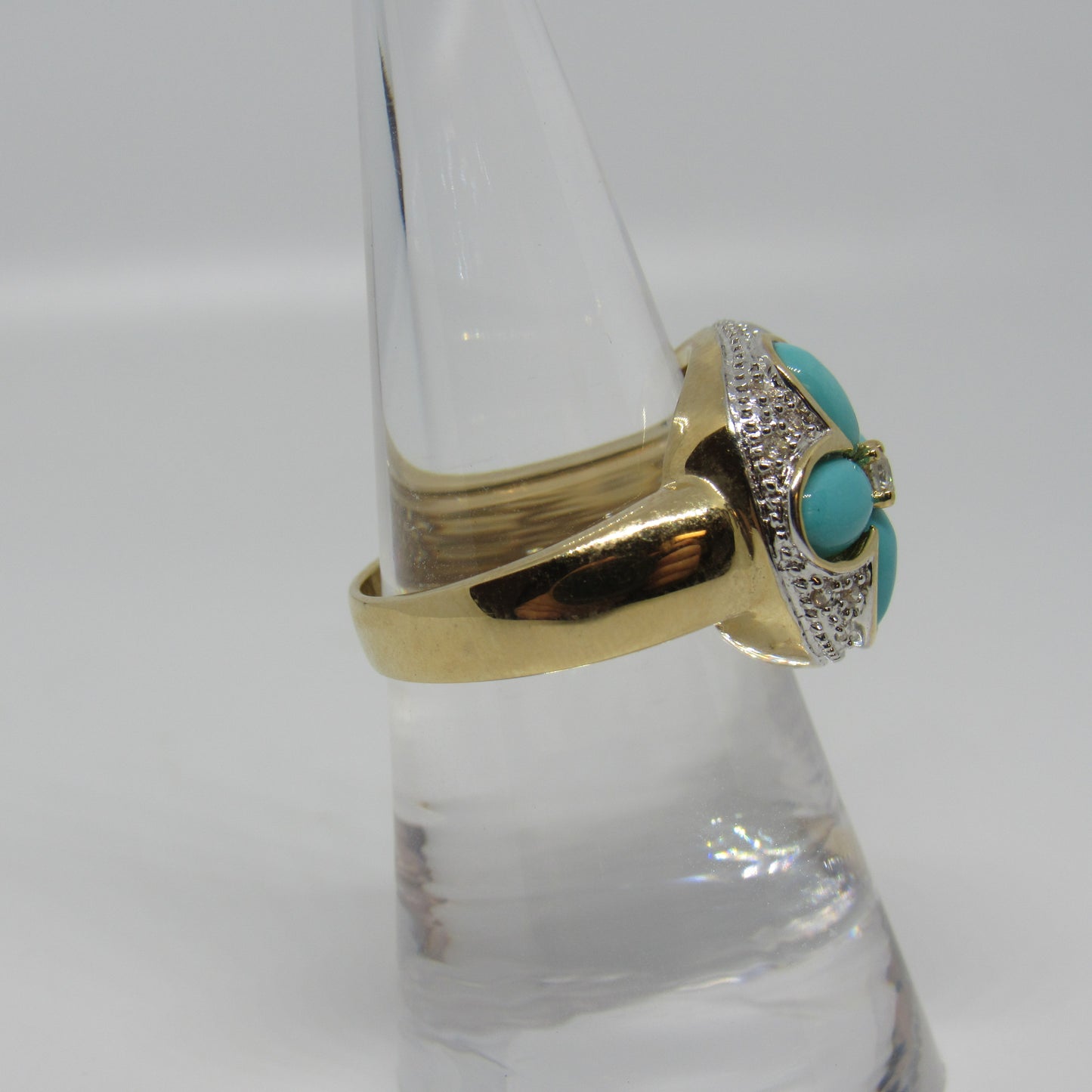 LeVian 14k Yellow Gold Turquoise & Diamond Statement Ring - Sz 6.75