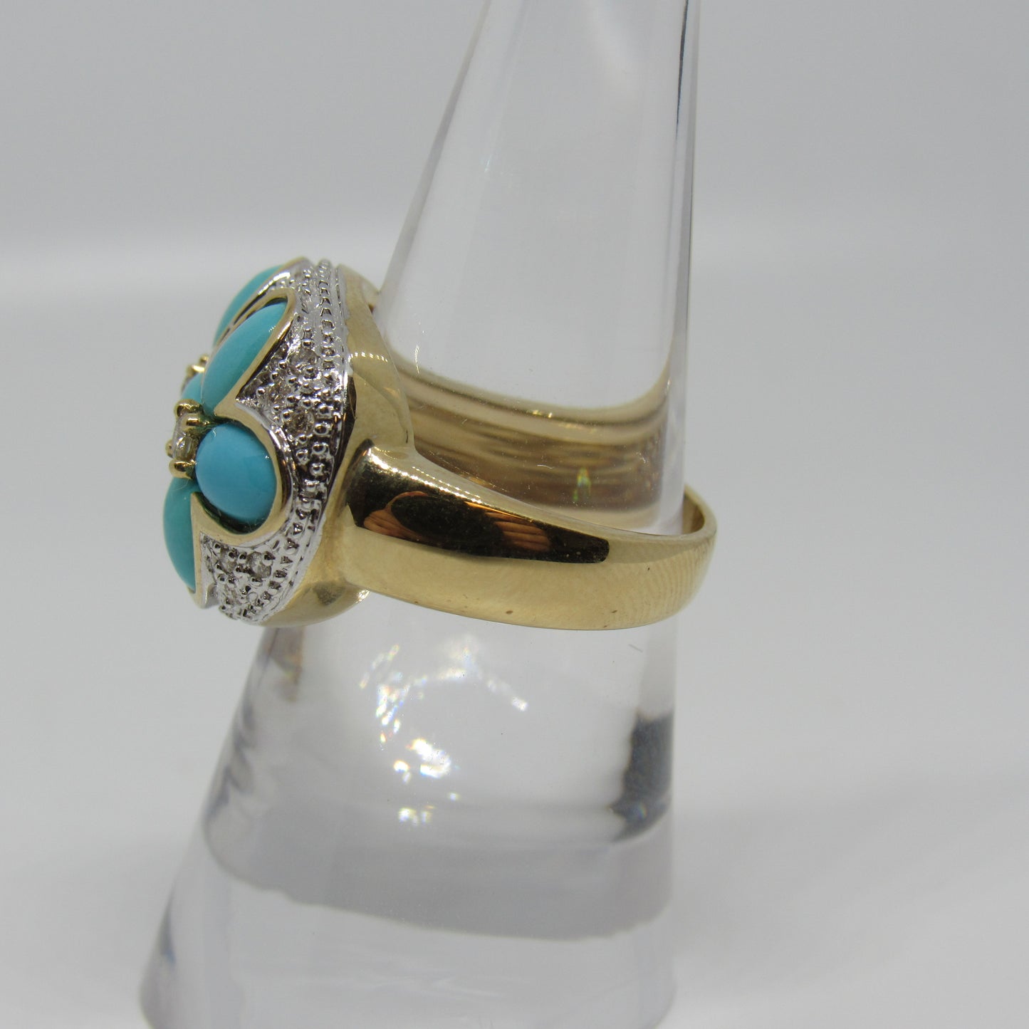 LeVian 14k Yellow Gold Turquoise & Diamond Statement Ring - Sz 6.75