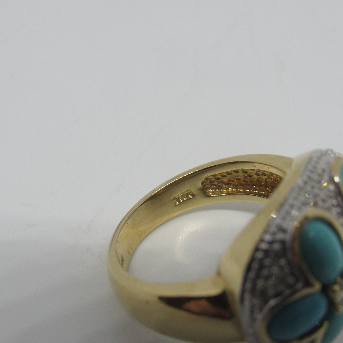 LeVian 14k Yellow Gold Turquoise & Diamond Statement Ring - Sz 6.75