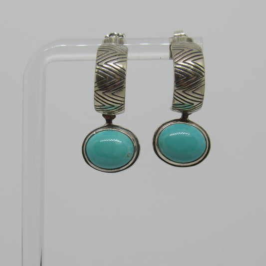 Carolyn Pollack Relios Sterling Silver Pierced Dangle Turquoise Reversible Earrings