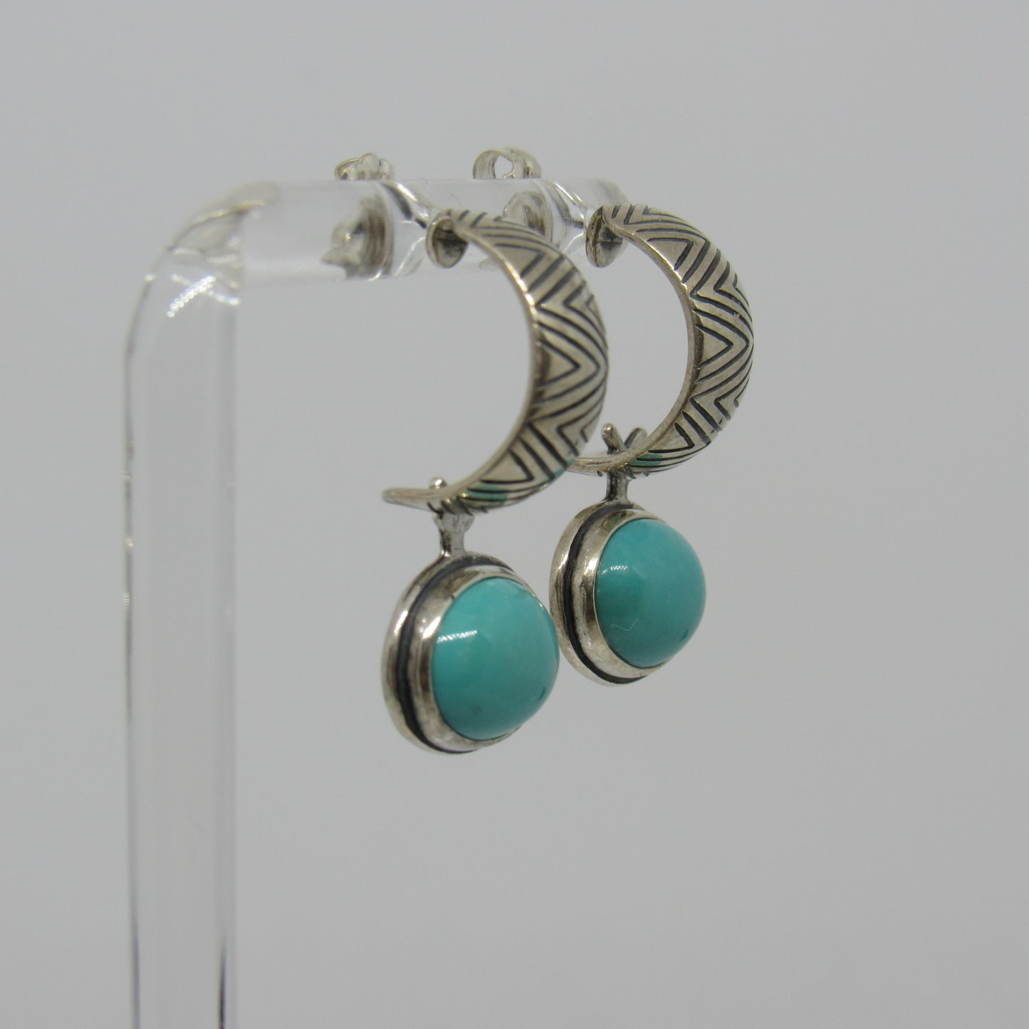 Carolyn Pollack Relios Sterling Silver Pierced Dangle Turquoise Reversible Earrings
