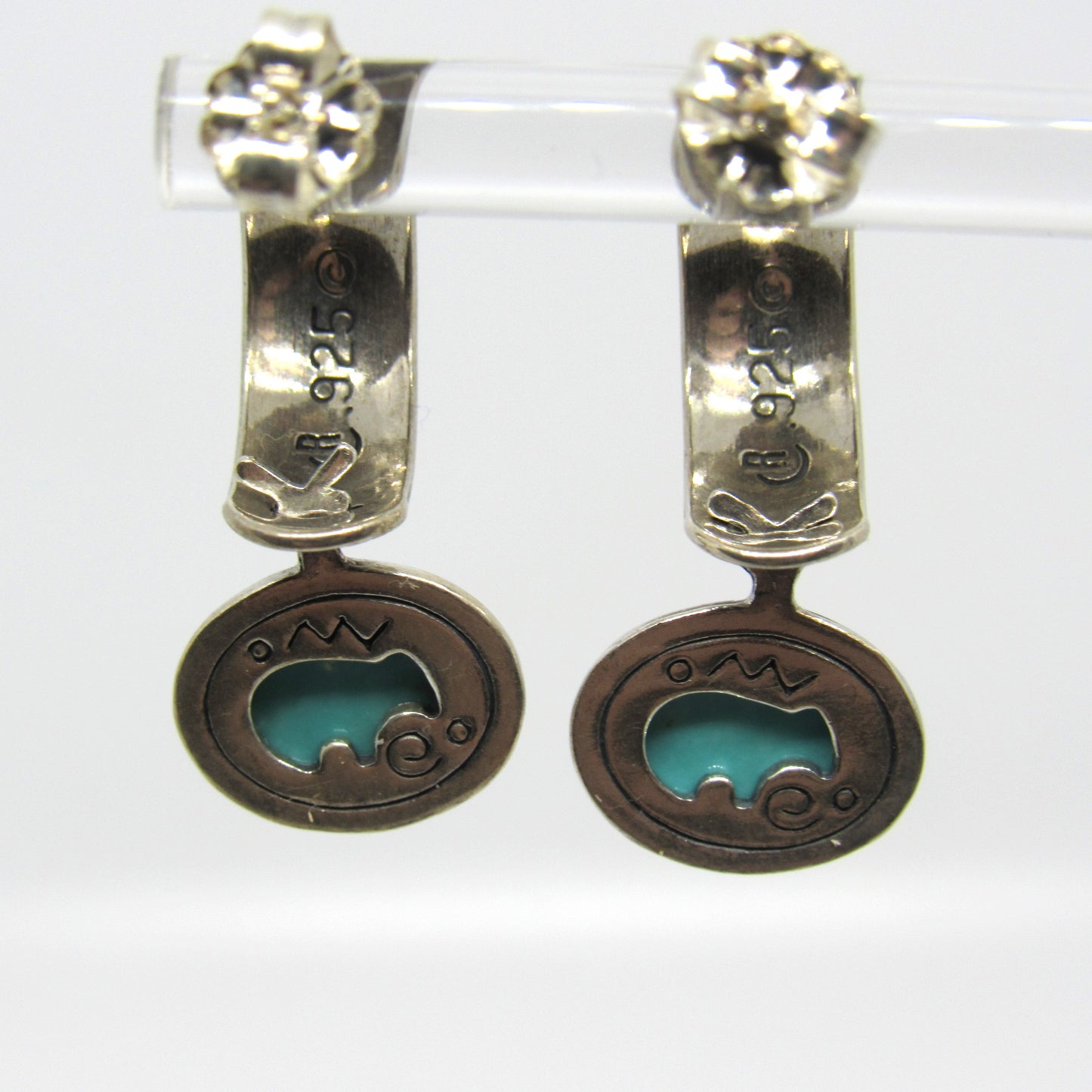 Carolyn Pollack Relios Sterling Silver Pierced Dangle Turquoise Reversible Earrings