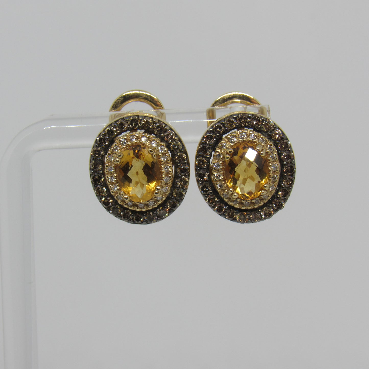 LeVian 14K Honey Gold Oval Cinnamon Citrine & Diamond Earrings