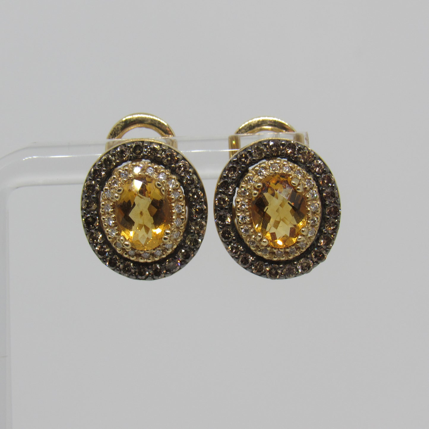 LeVian 14K Honey Gold Oval Cinnamon Citrine & Diamond Earrings