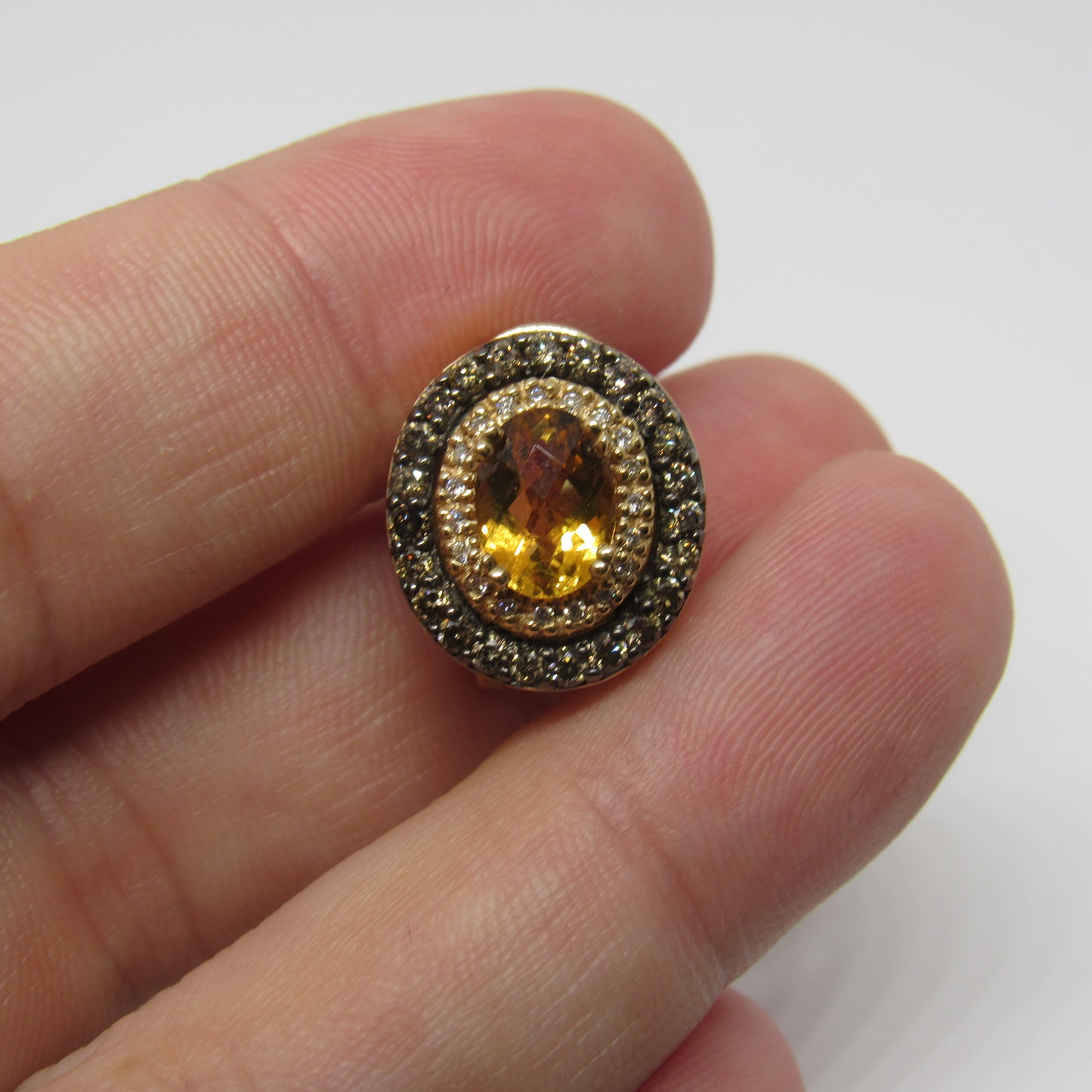 LeVian 14K Honey Gold Oval Cinnamon Citrine & Diamond Earrings