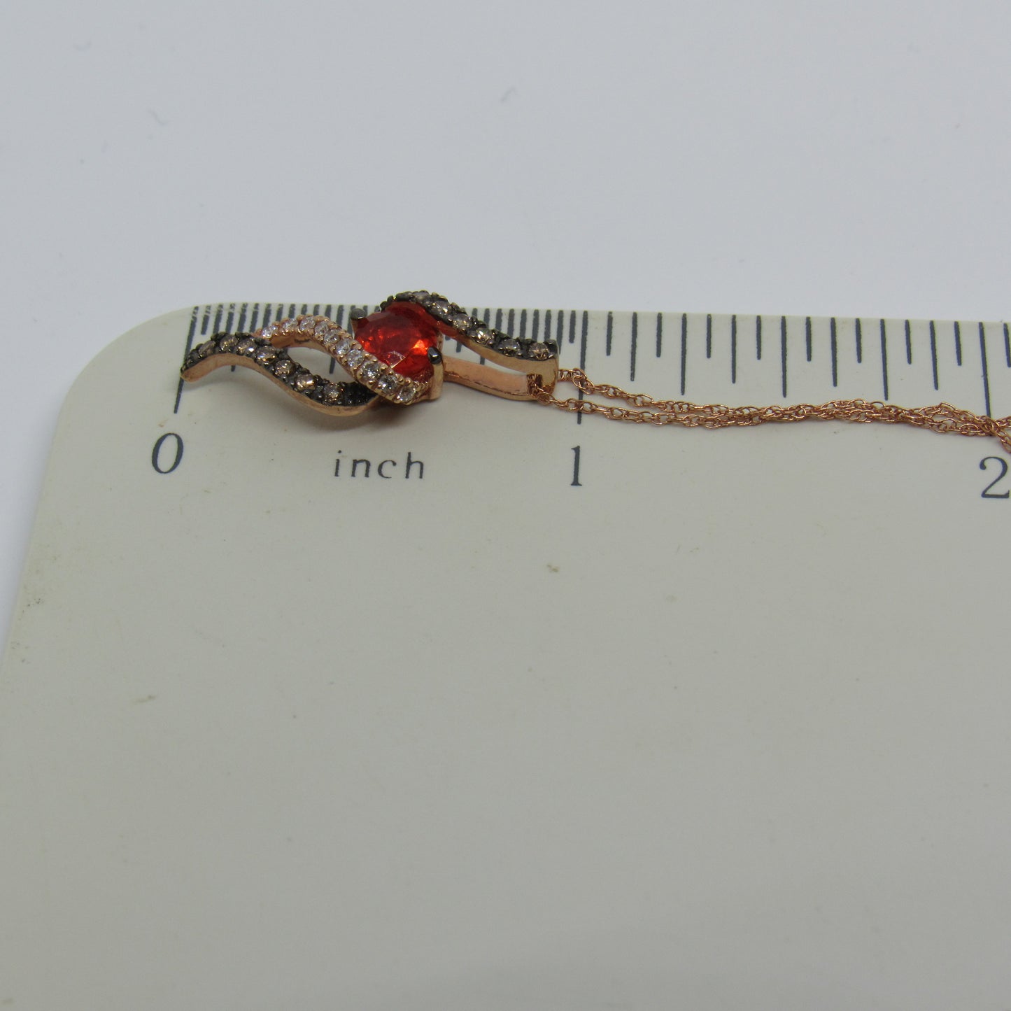 LeVian 14k Strawberry Gold Diamond & Fire Opal Pendant & Necklace - 18 in