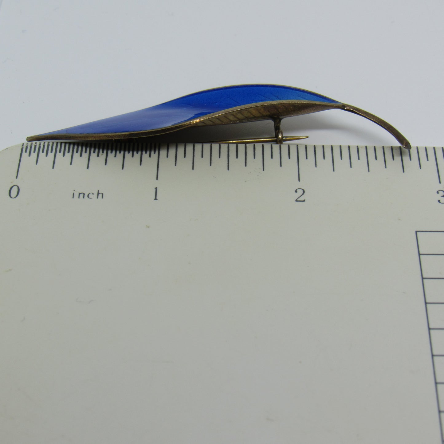 David Andersen DA Norway Sterling Silver 925 Blue Enamel Leaf Pin Brooch