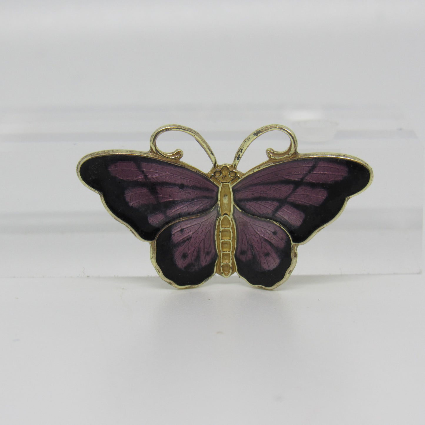 Vintage Hroar Prydz Norway Sterling Silver Purple Enamel Butterfly Brooch