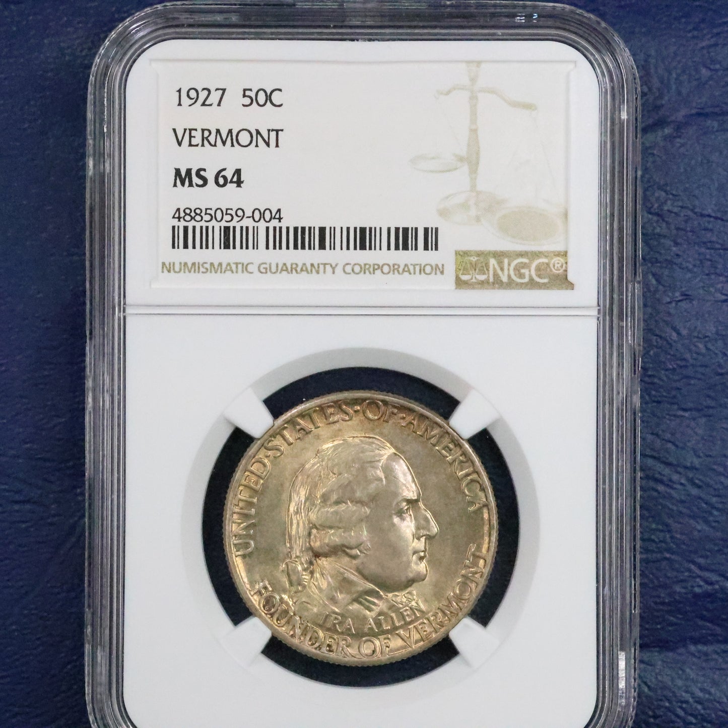 1927 Vermont Sesquicentennial Half Dollar 50c Commemorative - NGC MS 64