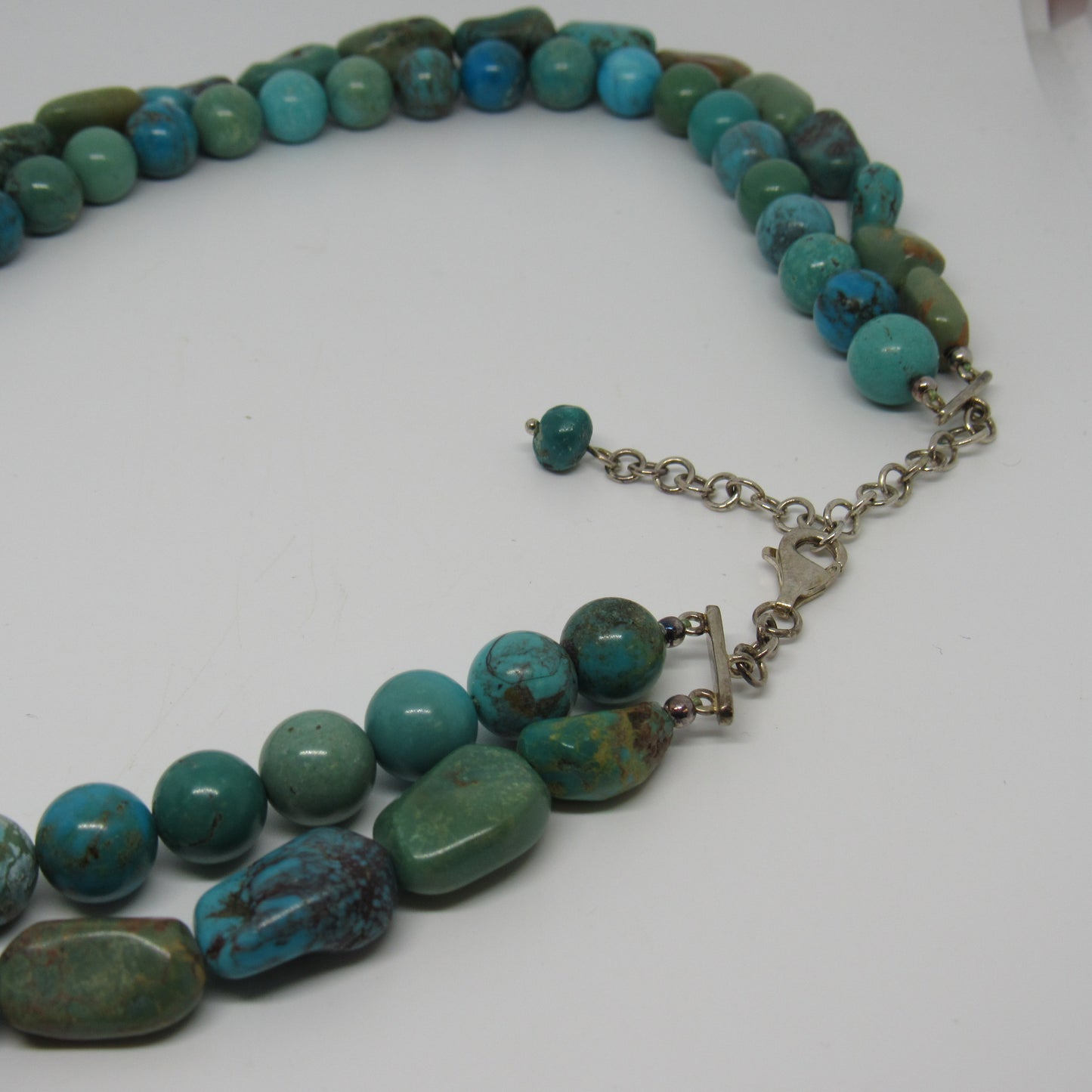 Whitney Kelly WK Sterling Silver 925 Double Strand Turquoise Necklace - 18-20 inch