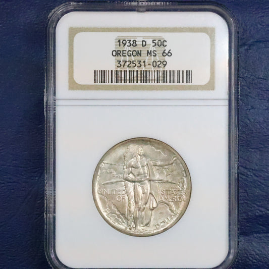 1938 D Oregon Trail Memorial Half Dollar 50c Commemorative - NGC MS 66