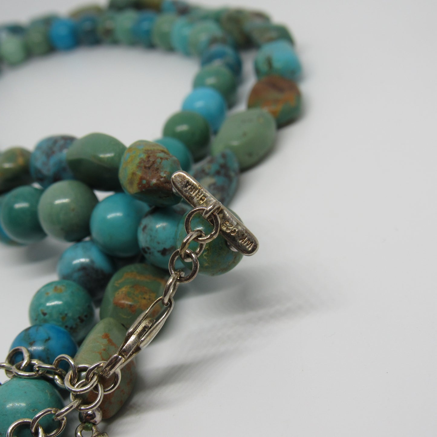 Whitney Kelly WK Sterling Silver 925 Double Strand Turquoise Necklace - 18-20 inch