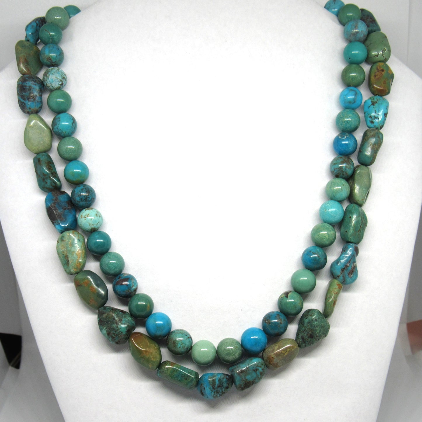 Whitney Kelly WK Sterling Silver 925 Double Strand Turquoise Necklace - 18-20 inch