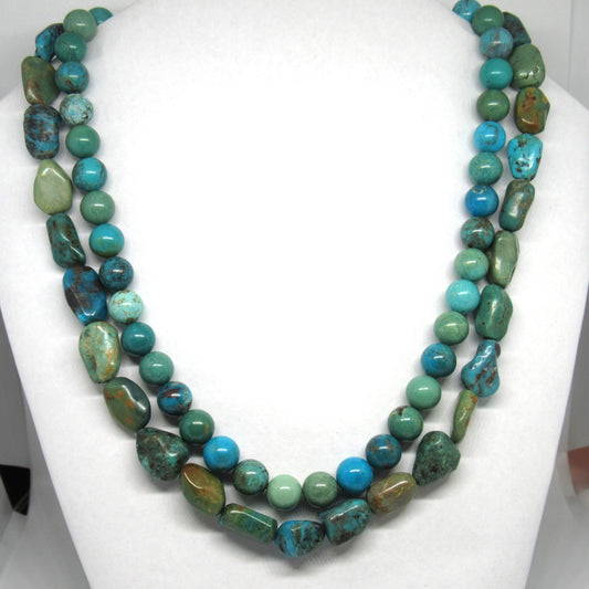 Whitney Kelly WK Sterling Silver 925 Double Strand Turquoise Necklace - 18-20 inch