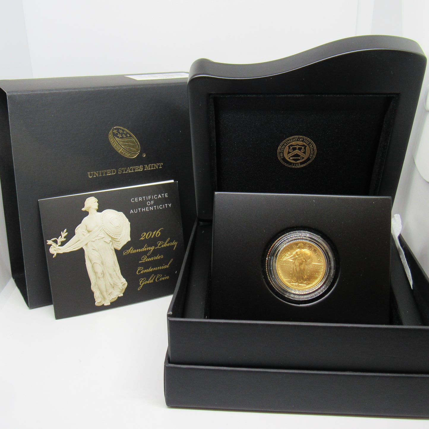 2016 W Gold Standing Liberty Centennial Commemorative 1/4 oz W/ OGP & COA