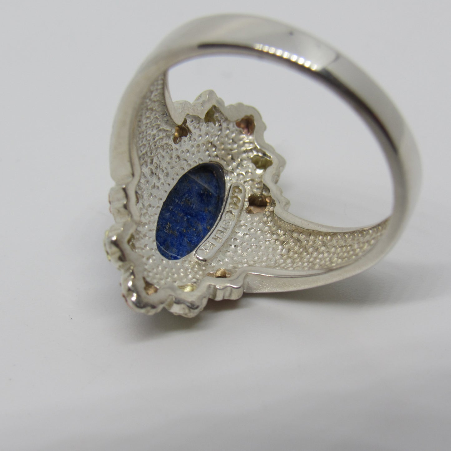 Black Hills Gold Coleman Co CCO Sterling 12k Tri Color Leaf Leaves Lapis Lazuli Ring - Sz 9