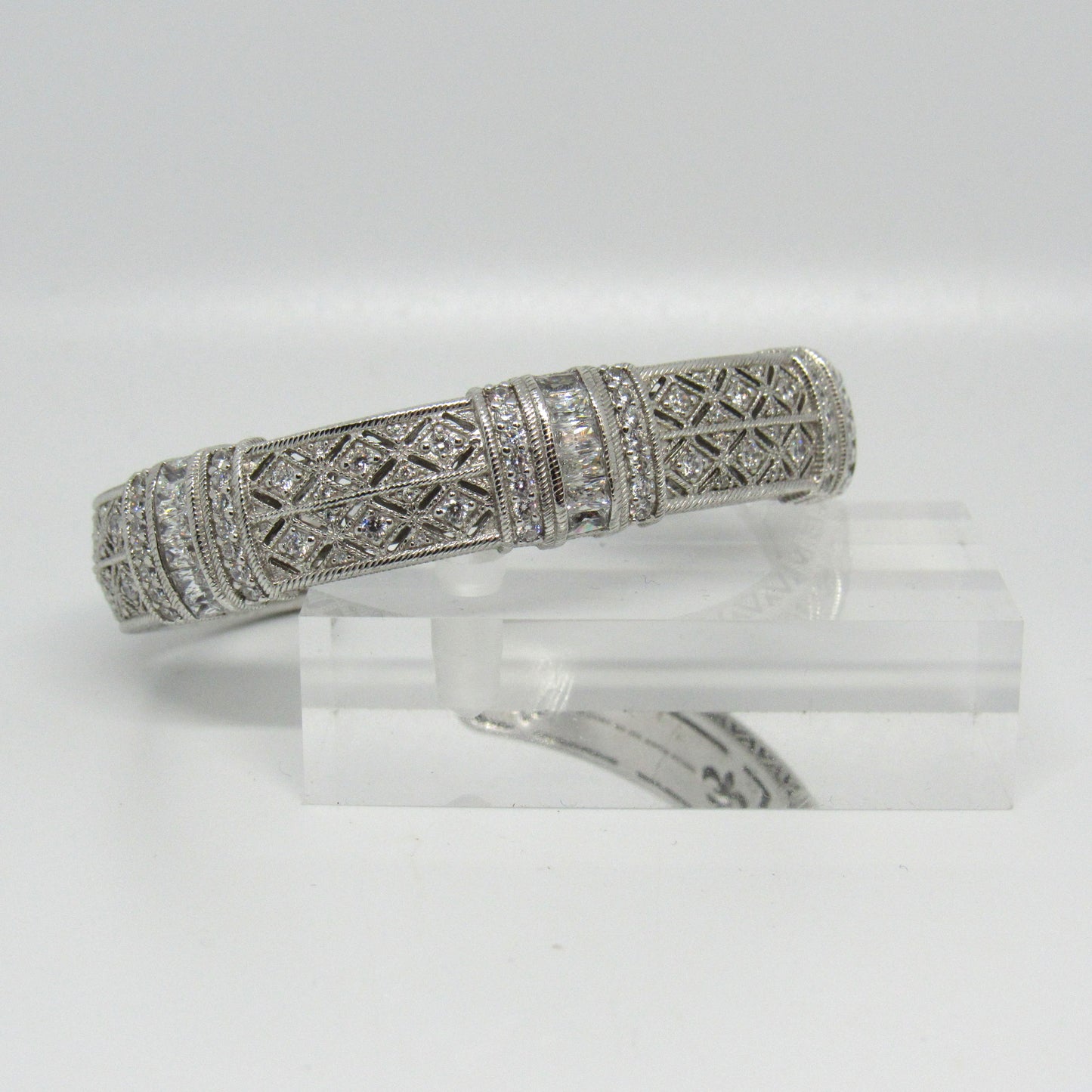 Judith Ripka Estate Pia Diamonique Hinged Cuff - 6 inch