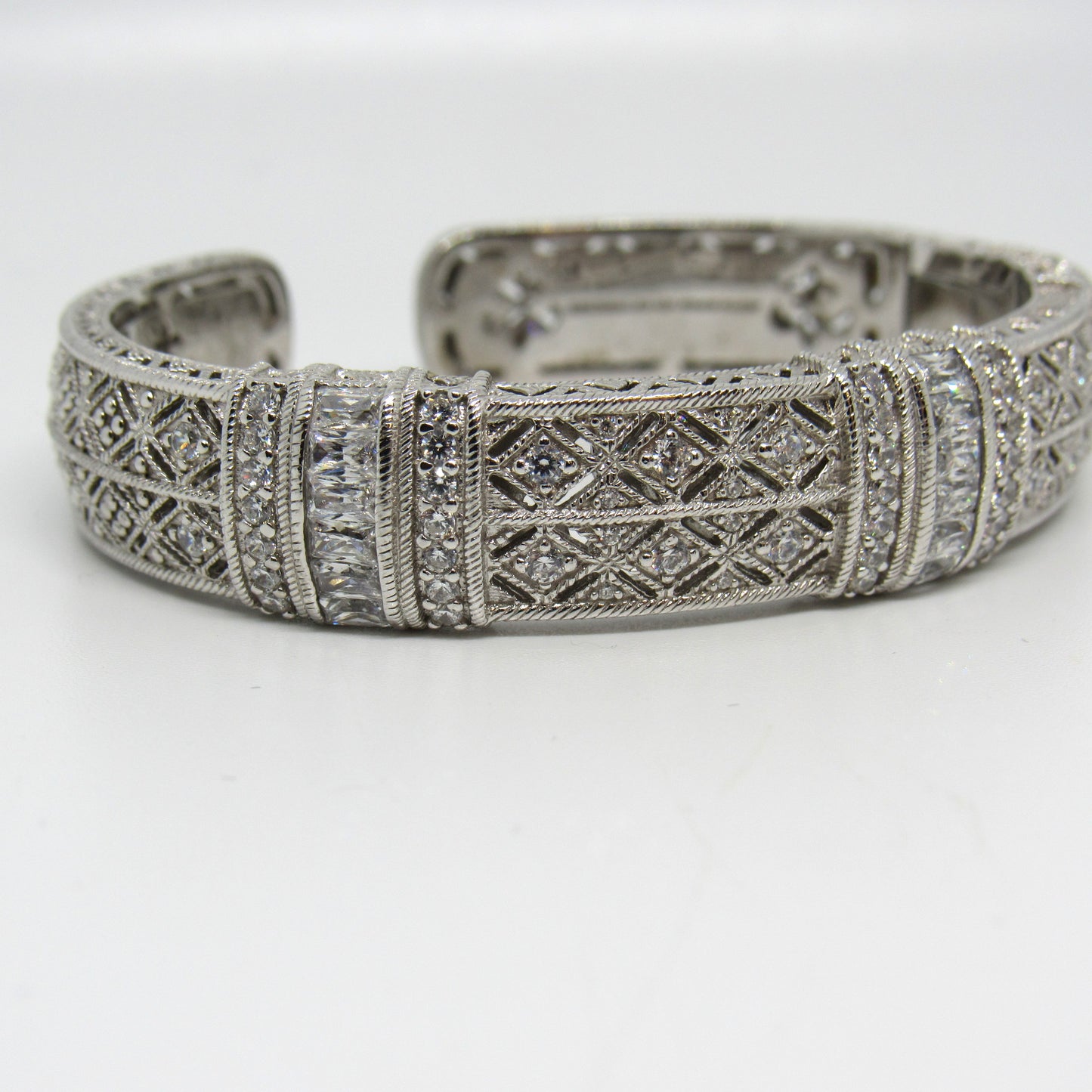 Judith Ripka Estate Pia Diamonique Hinged Cuff - 6 inch