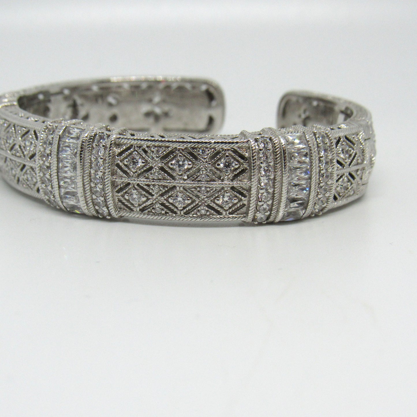 Judith Ripka Estate Pia Diamonique Hinged Cuff - 6 inch