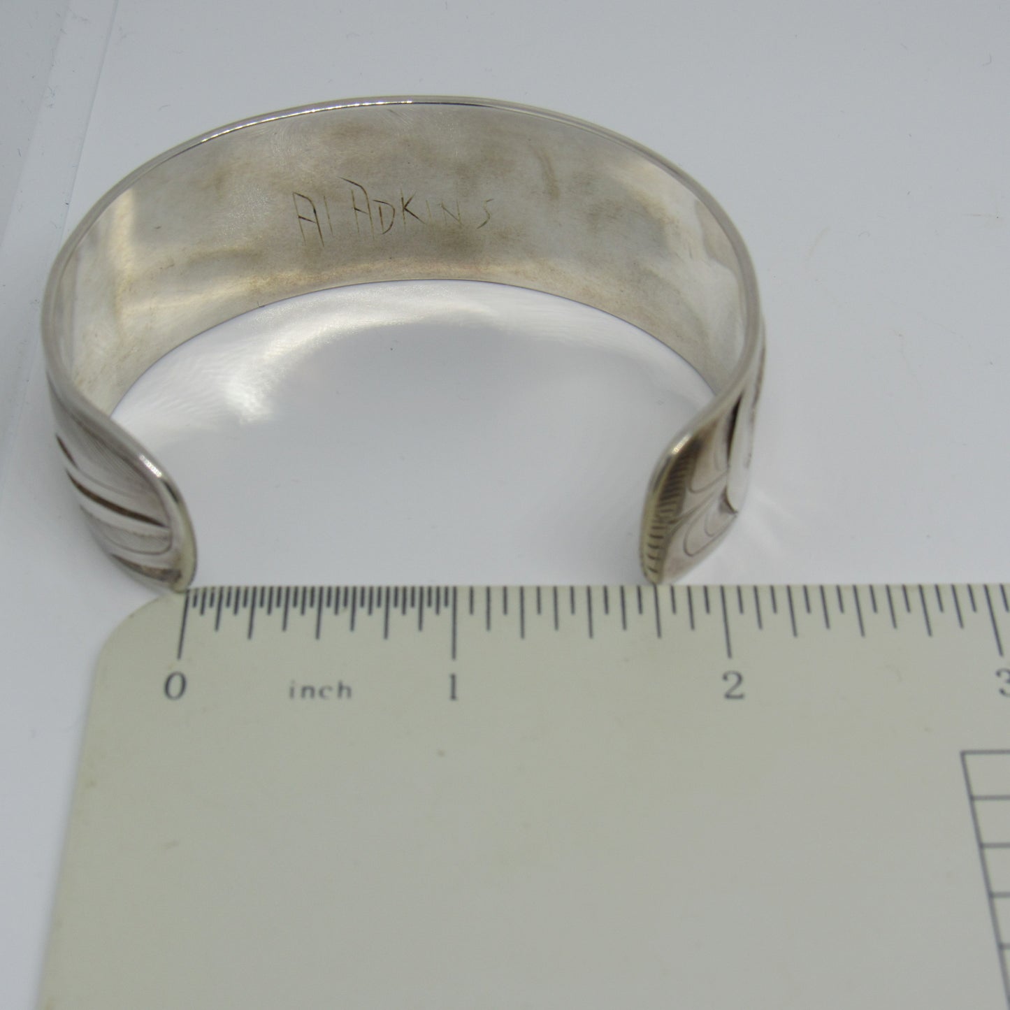 Haida Alvin Adkins Sterling Silver 925 Carved Wide Cuff Bracelet Eagle - 7 inch