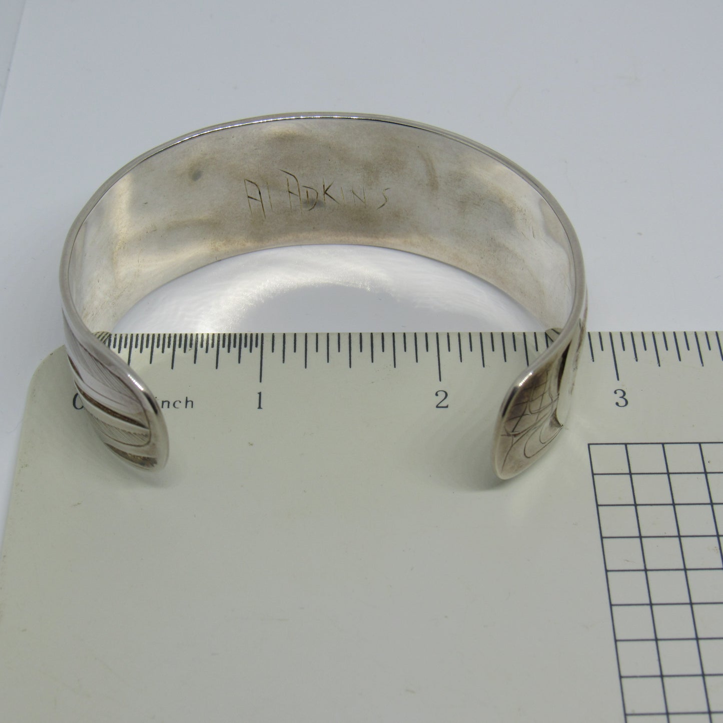 Haida Alvin Adkins Sterling Silver 925 Carved Wide Cuff Bracelet Eagle - 7 inch