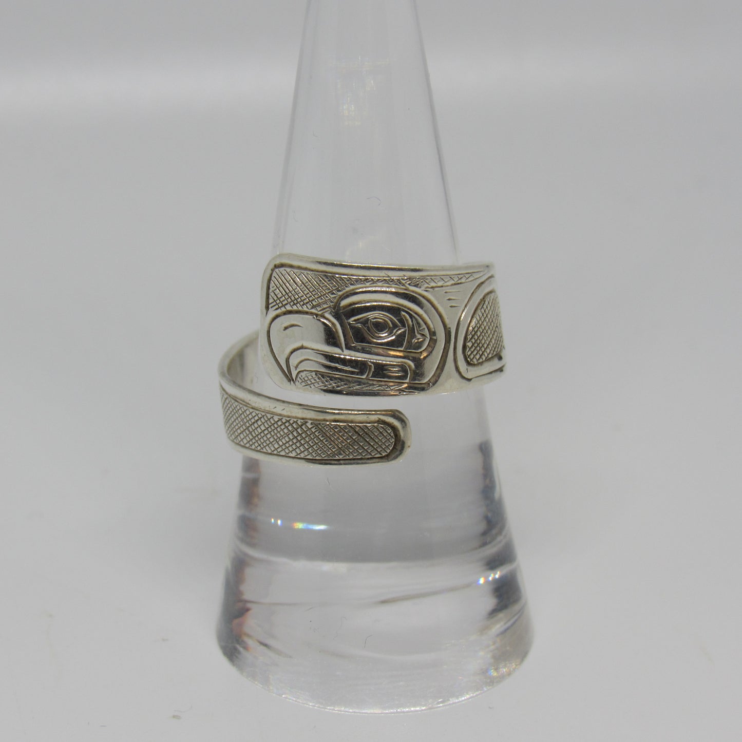 Mike Matilpi Sterling Silver 925 Carved Wrap Ring Eagle - Sz ~10
