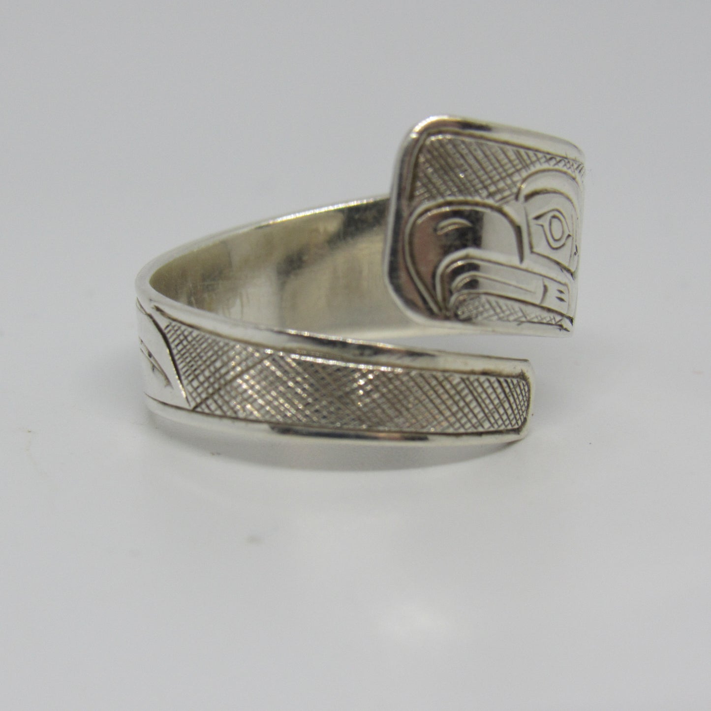 Mike Matilpi Sterling Silver 925 Carved Wrap Ring Eagle - Sz ~10