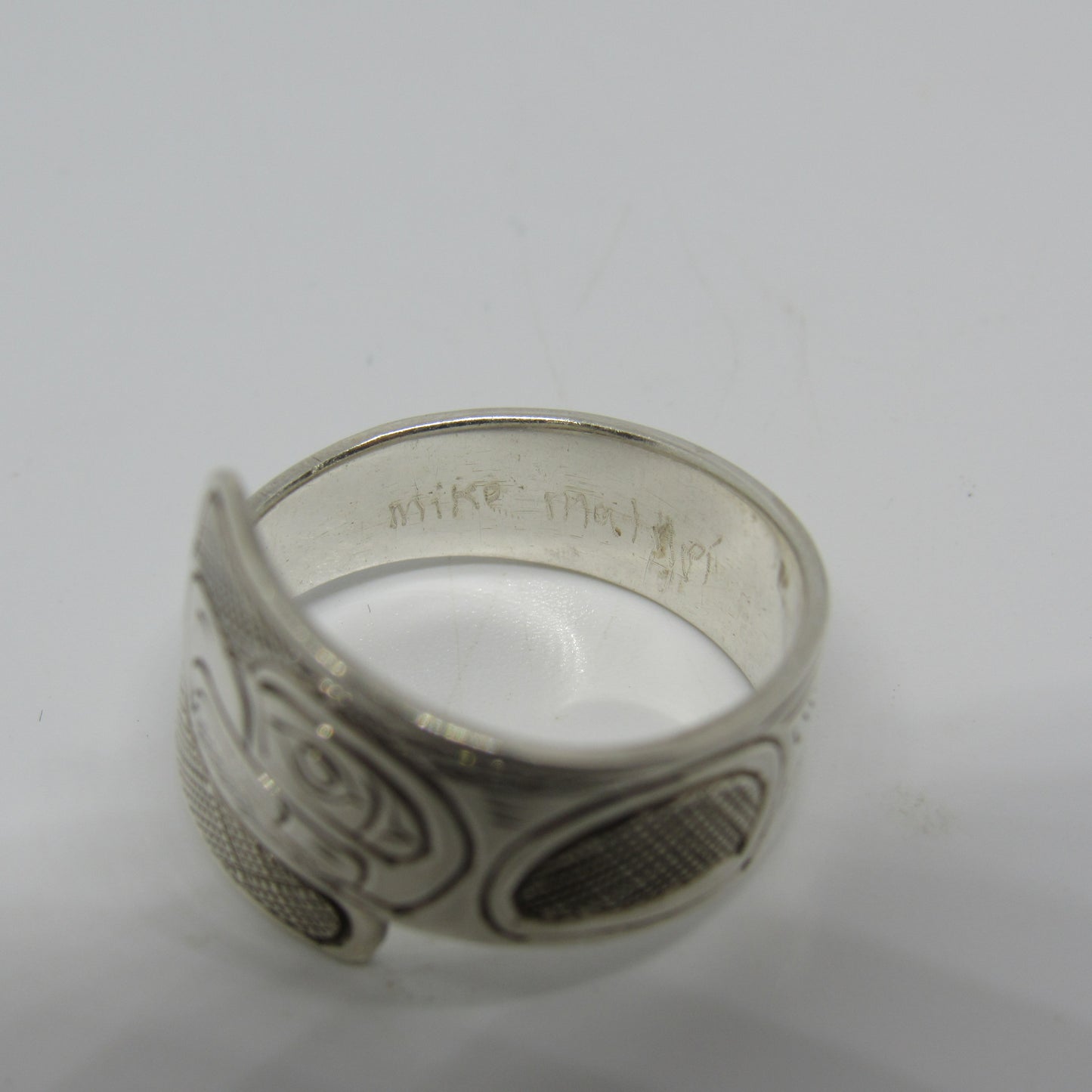 Mike Matilpi Sterling Silver 925 Carved Wrap Ring Eagle - Sz ~10