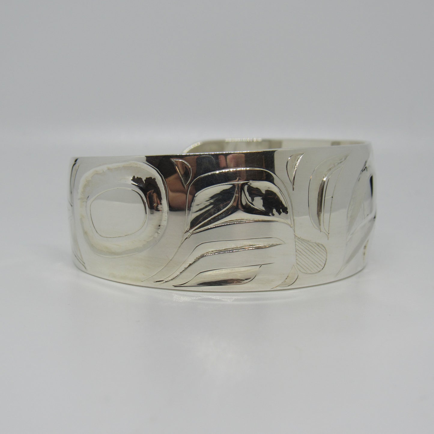 Haida Alvin Adkins Sterling Silver 925 Carved Wide Cuff Bracelet Eagle - 7 inch