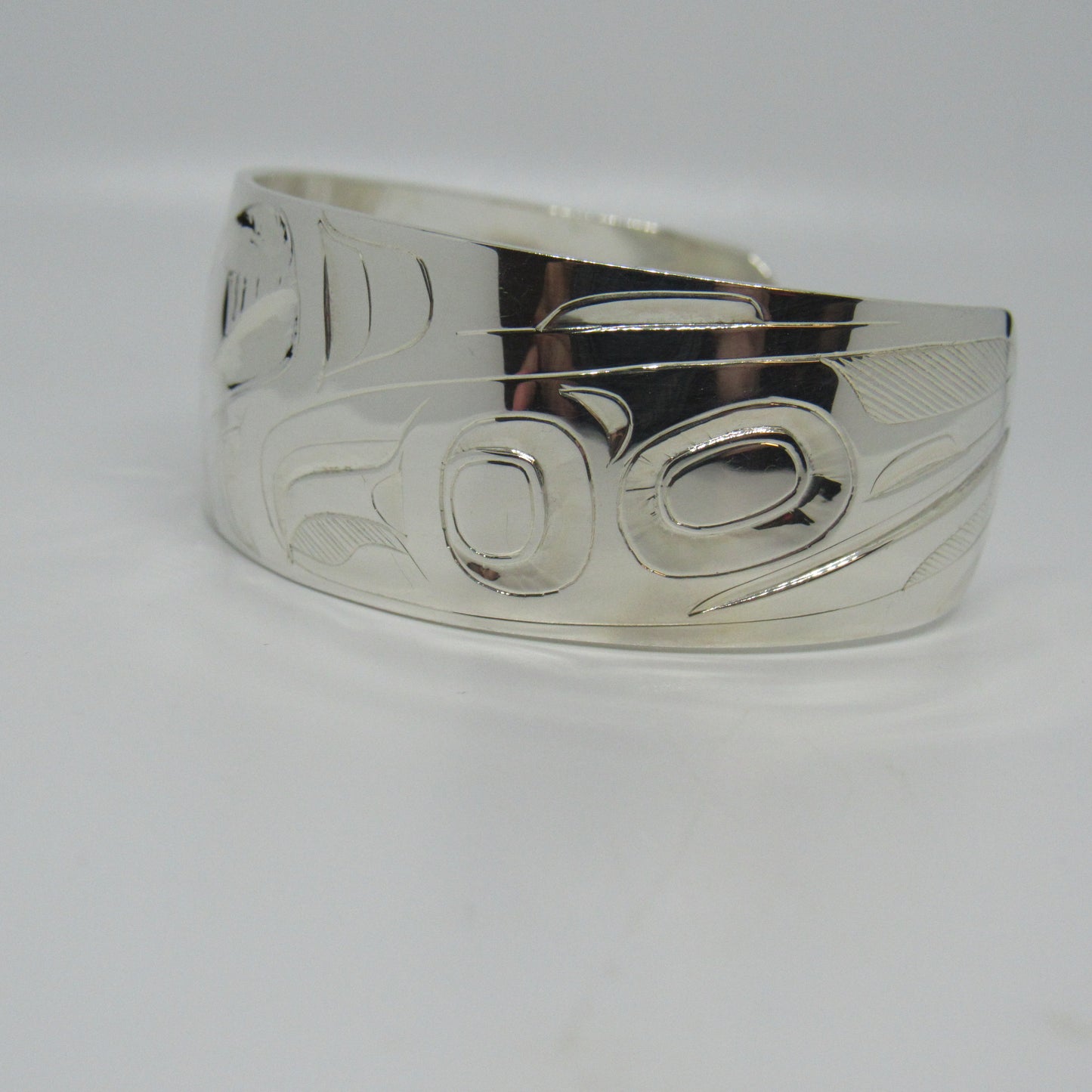 Haida Alvin Adkins Sterling Silver 925 Carved Wide Cuff Bracelet Eagle - 7 inch