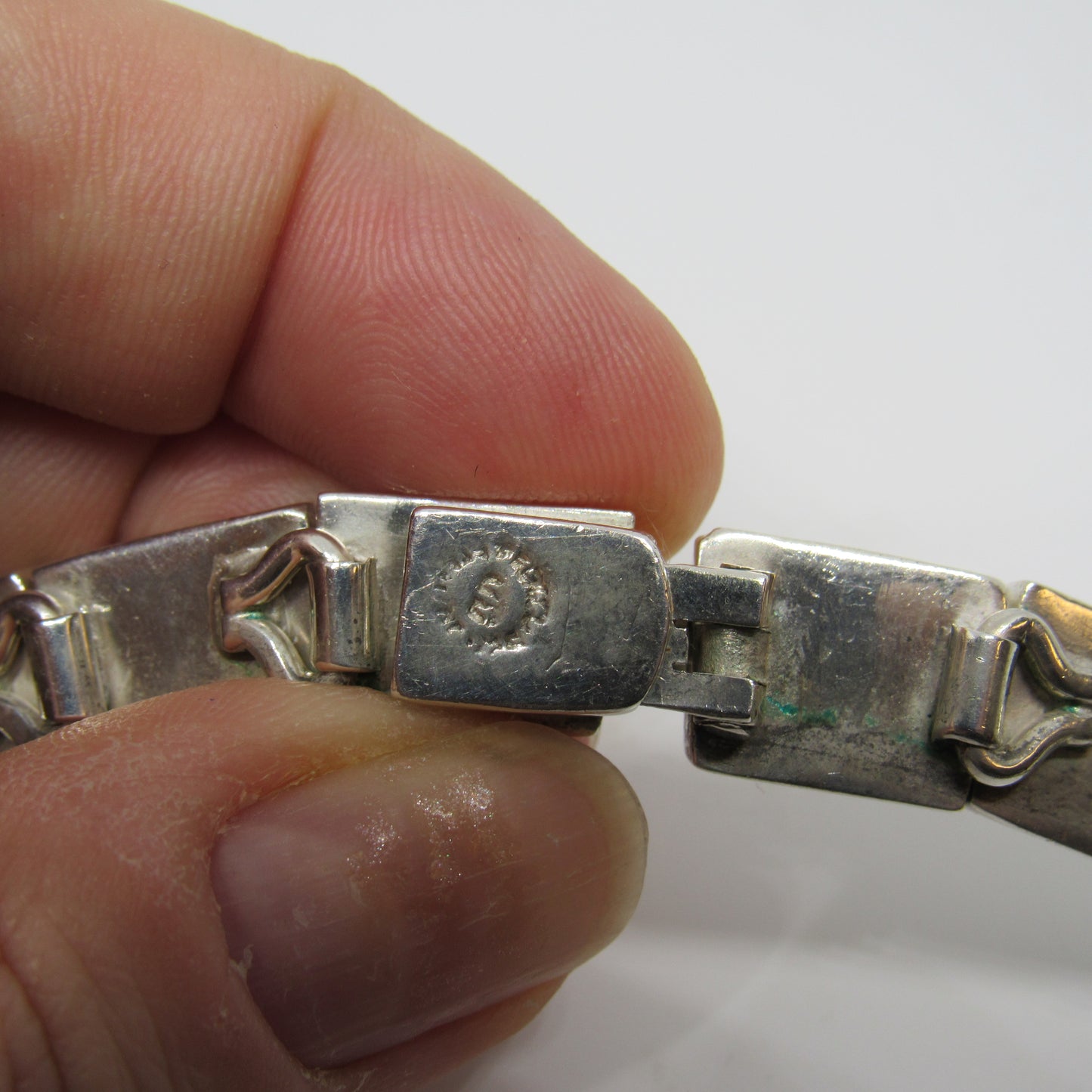 Vintage Mexico Sterling Silver 925 Pointed Hinge Link Collar Heavy Necklace - ~16 in, ~185 gr