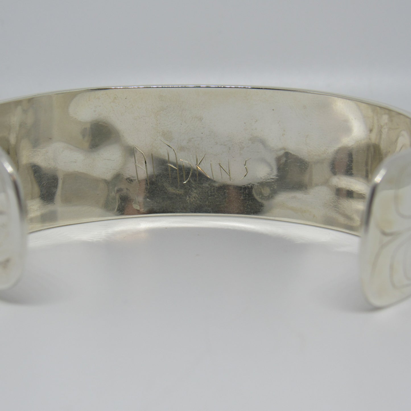 Haida Alvin Adkins Sterling Silver 925 Carved Wide Cuff Bracelet Eagle - 7 inch